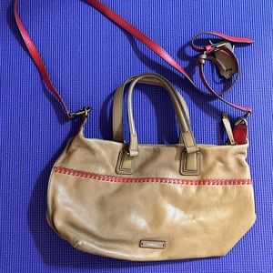 Brown and pink fossil leather bag